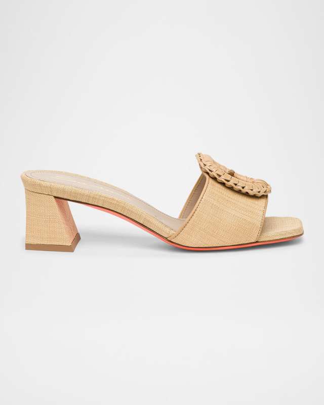 Marta Raffia Buckle Mule Sandals